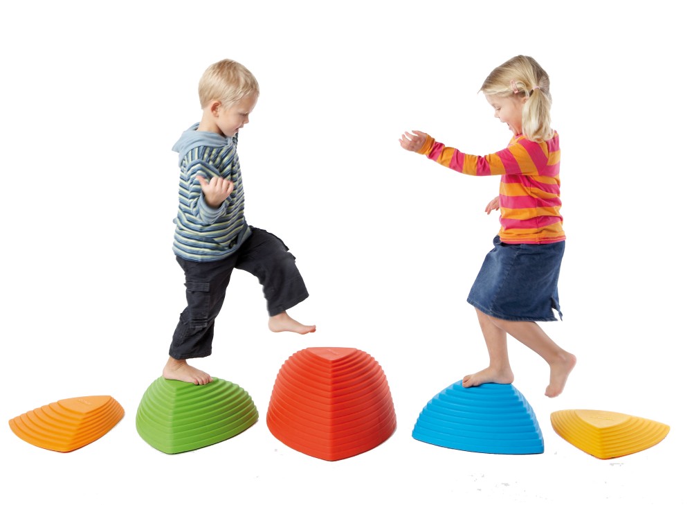 Pierres D'équilibre Pour Enfants - 12 Pierres Colorées Antidérapantes - Stimule La Motricité Et La Créativité - À Partir De 1 An